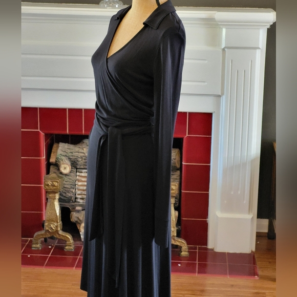 Talbots black faux wrap dress size 6 - Picture 2 of 8